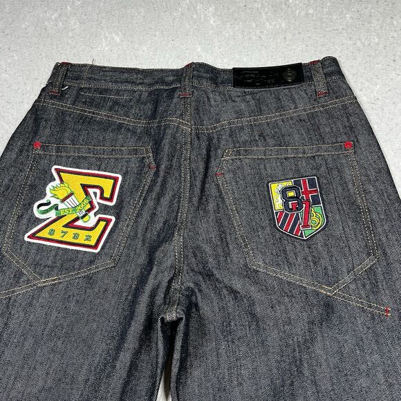 Vintage Eight 732 Jeans Mens Size 34 Embroidered Straight Leg Y2k Baggy Hip Hop - Picture 1 of 12